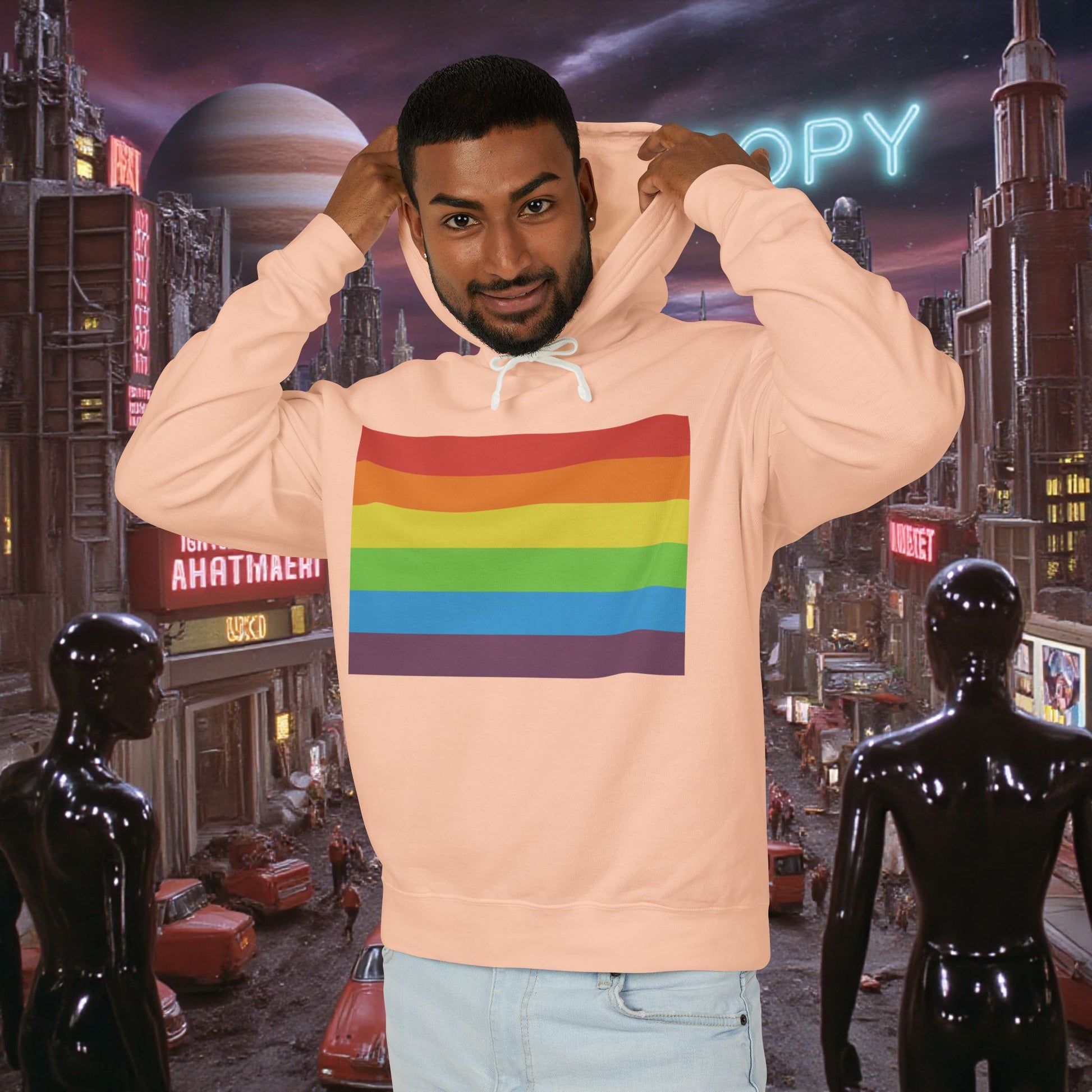 Hoodie Sweatshirt | Vintage Pride Flag