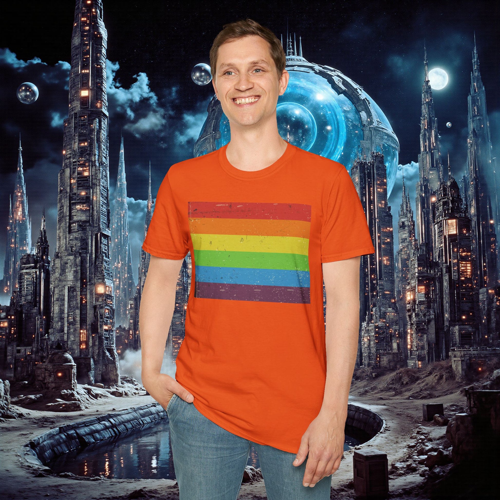 T-Shirt | Distressed Vintage Pride Flag