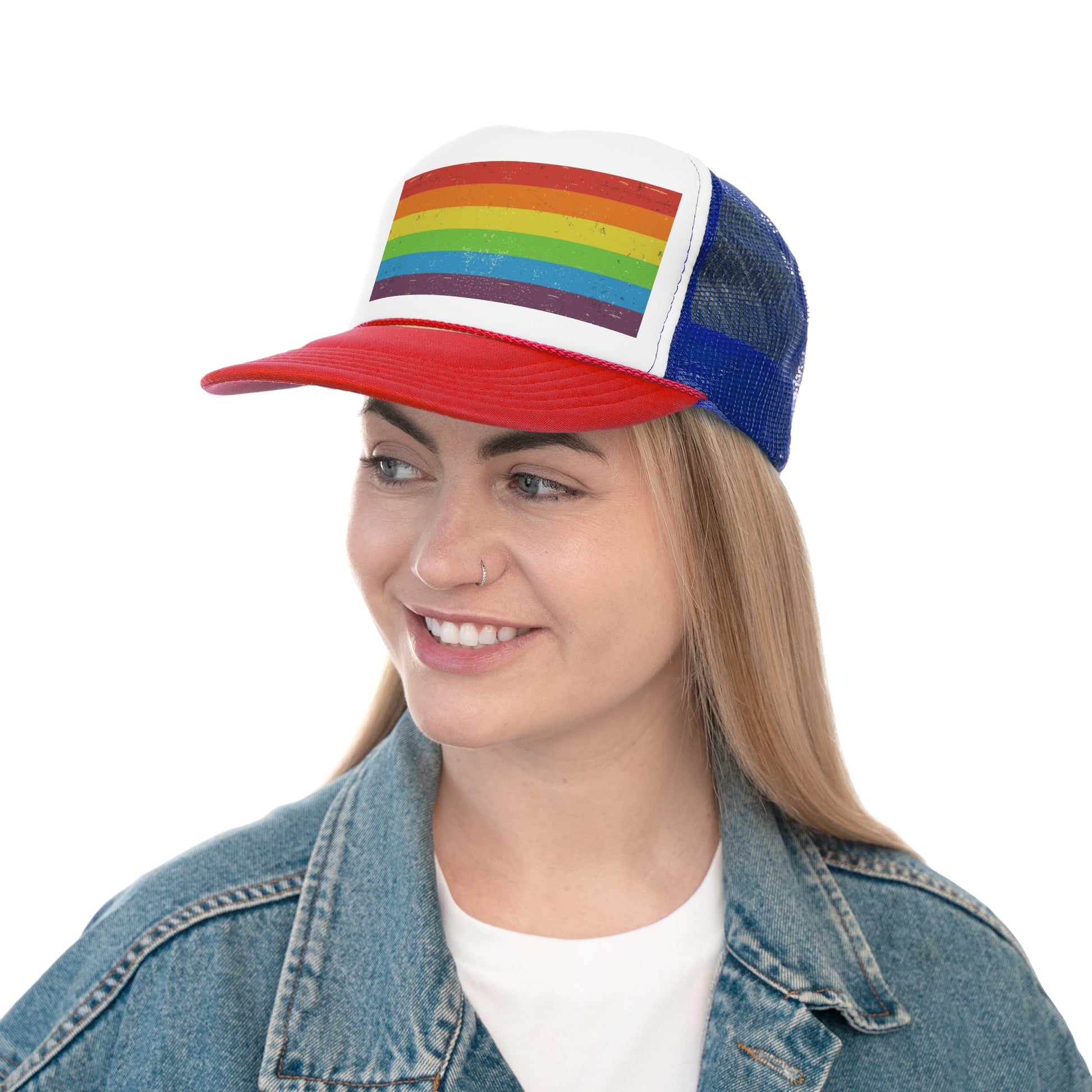 Trucker Hat | Distressed Vintage Pride Flag
