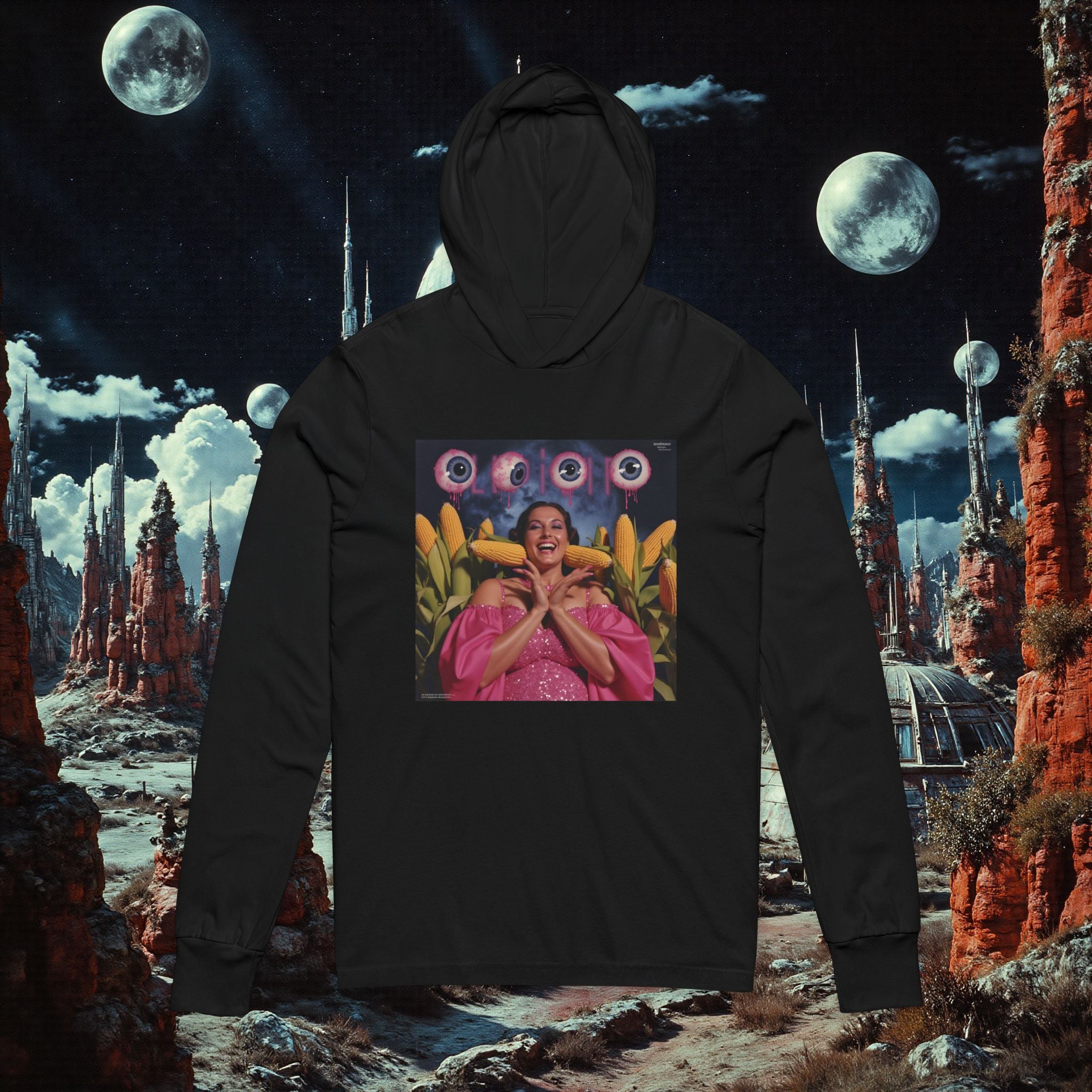 Hooded Long Sleeve Tee | Eyes & Ears of Corn