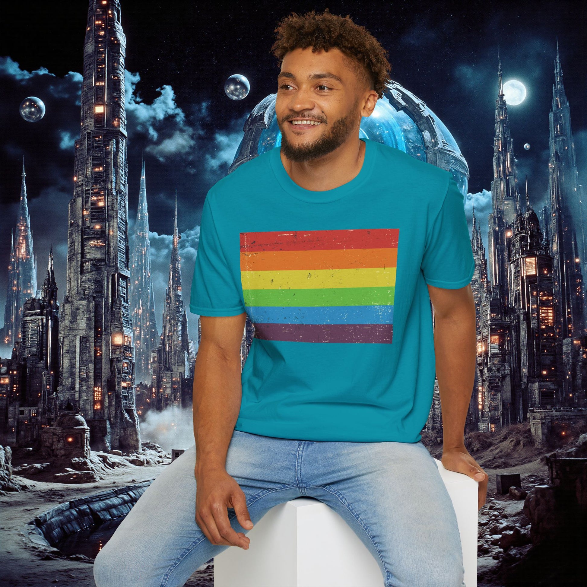 T-Shirt | Distressed Vintage Pride Flag