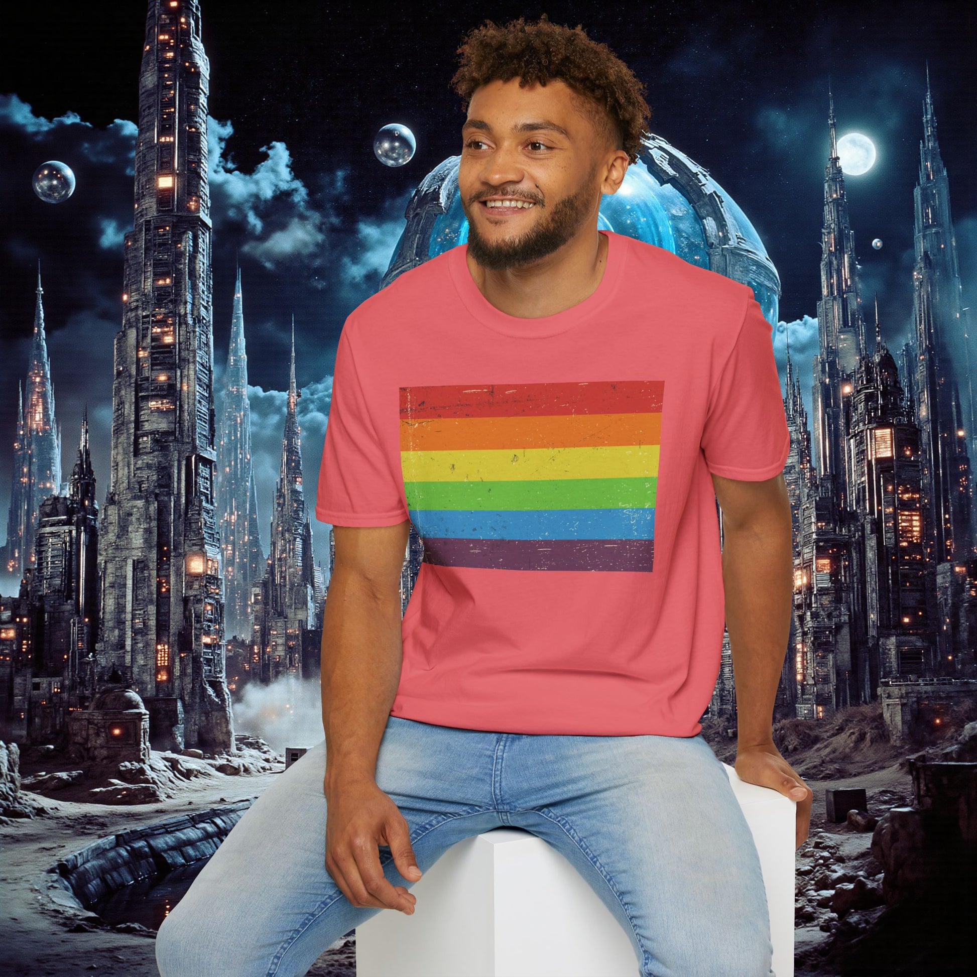 T-Shirt | Distressed Vintage Pride Flag