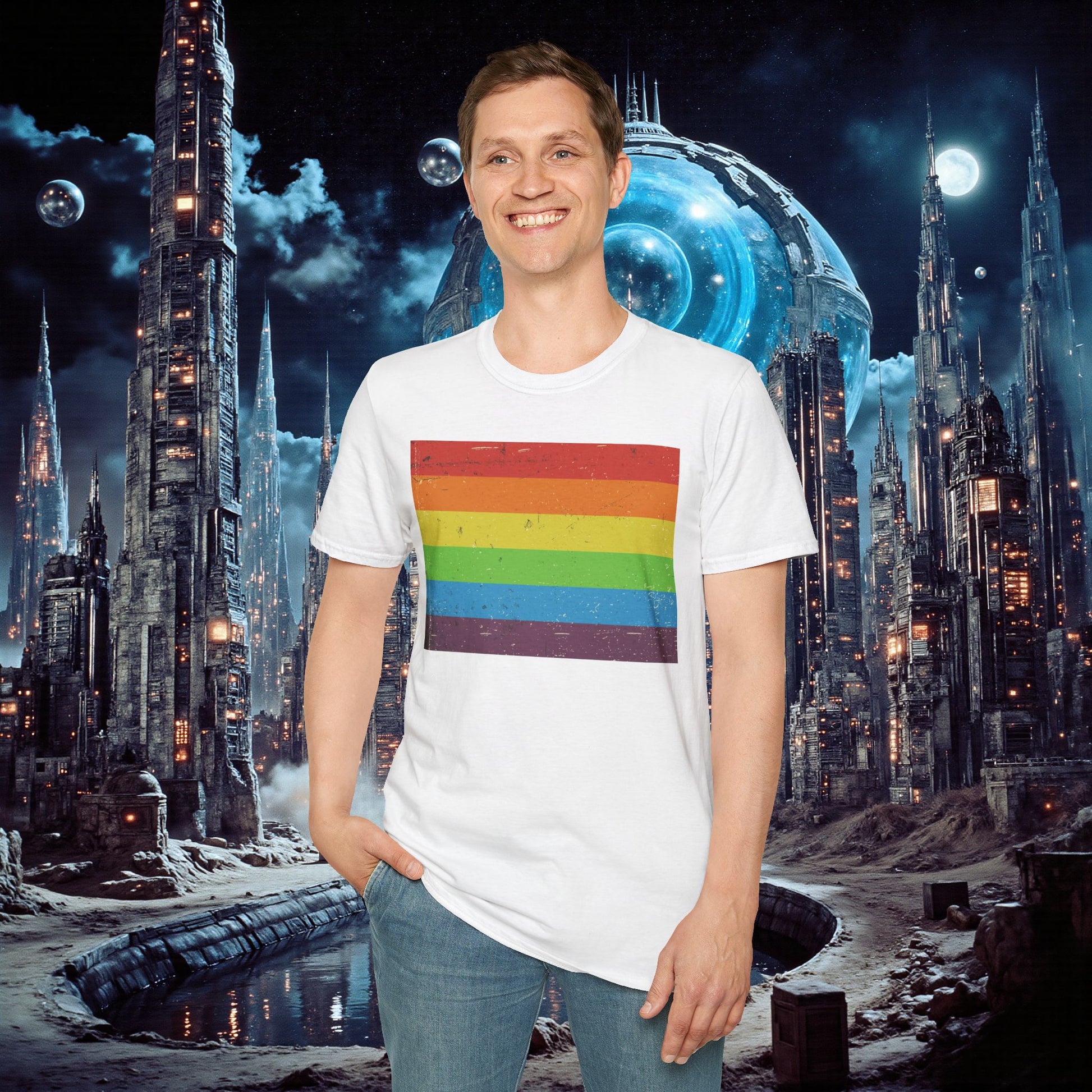 T-Shirt | Distressed Vintage Pride Flag