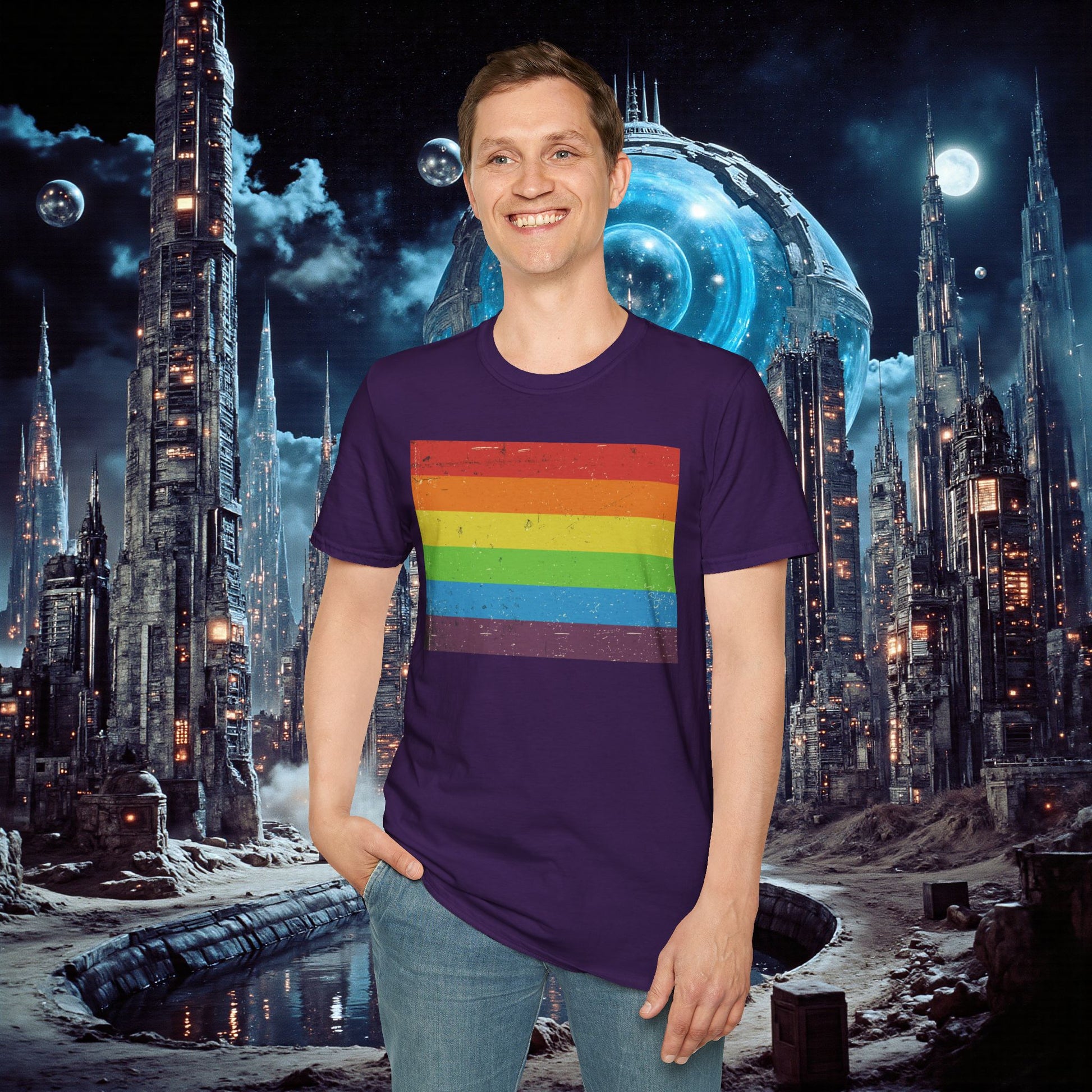 T-Shirt | Distressed Vintage Pride Flag